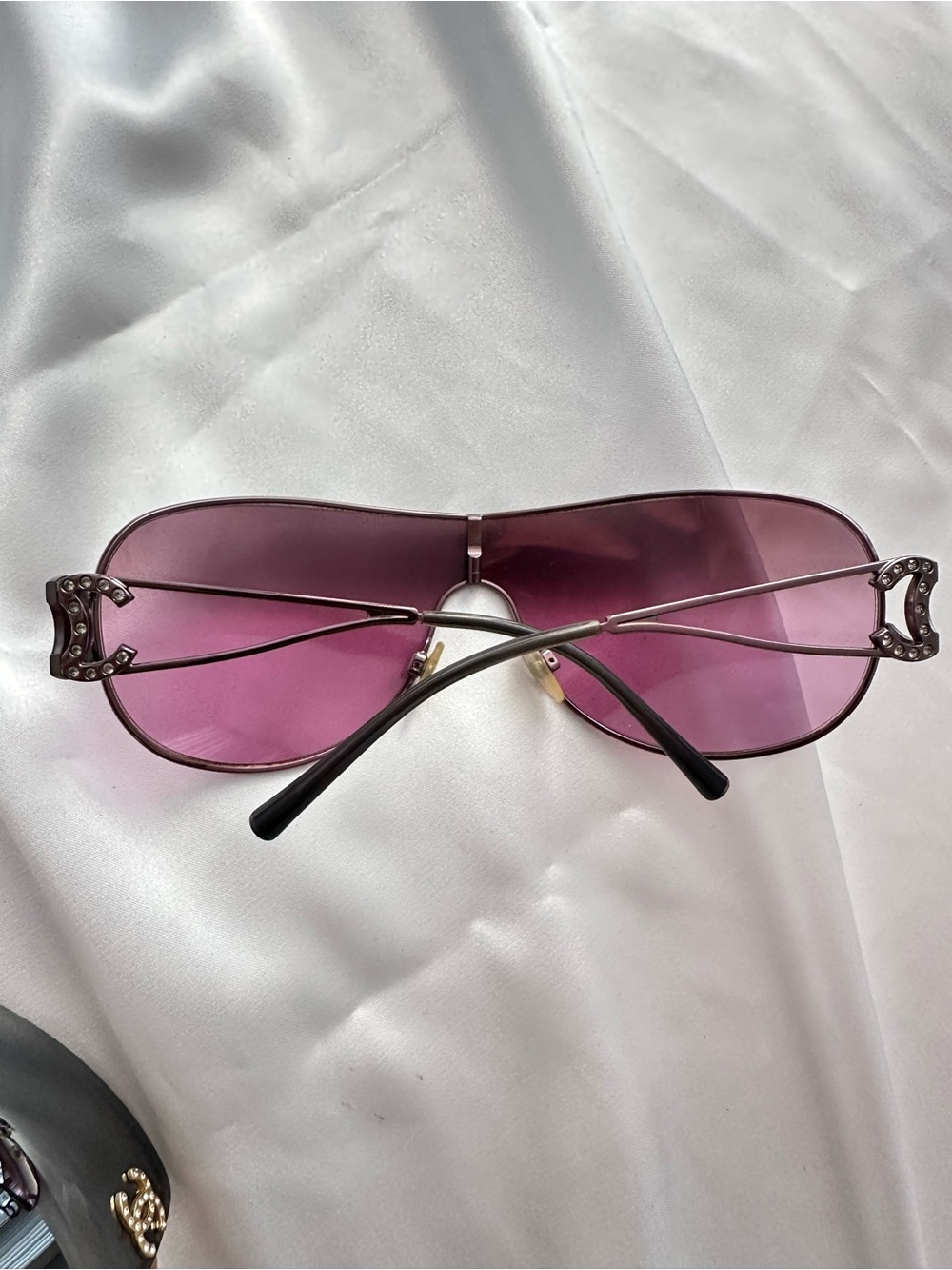 CHANEL Pink Purple Rhinestone  CC Logo Sunglasses - Picture 9 of 15